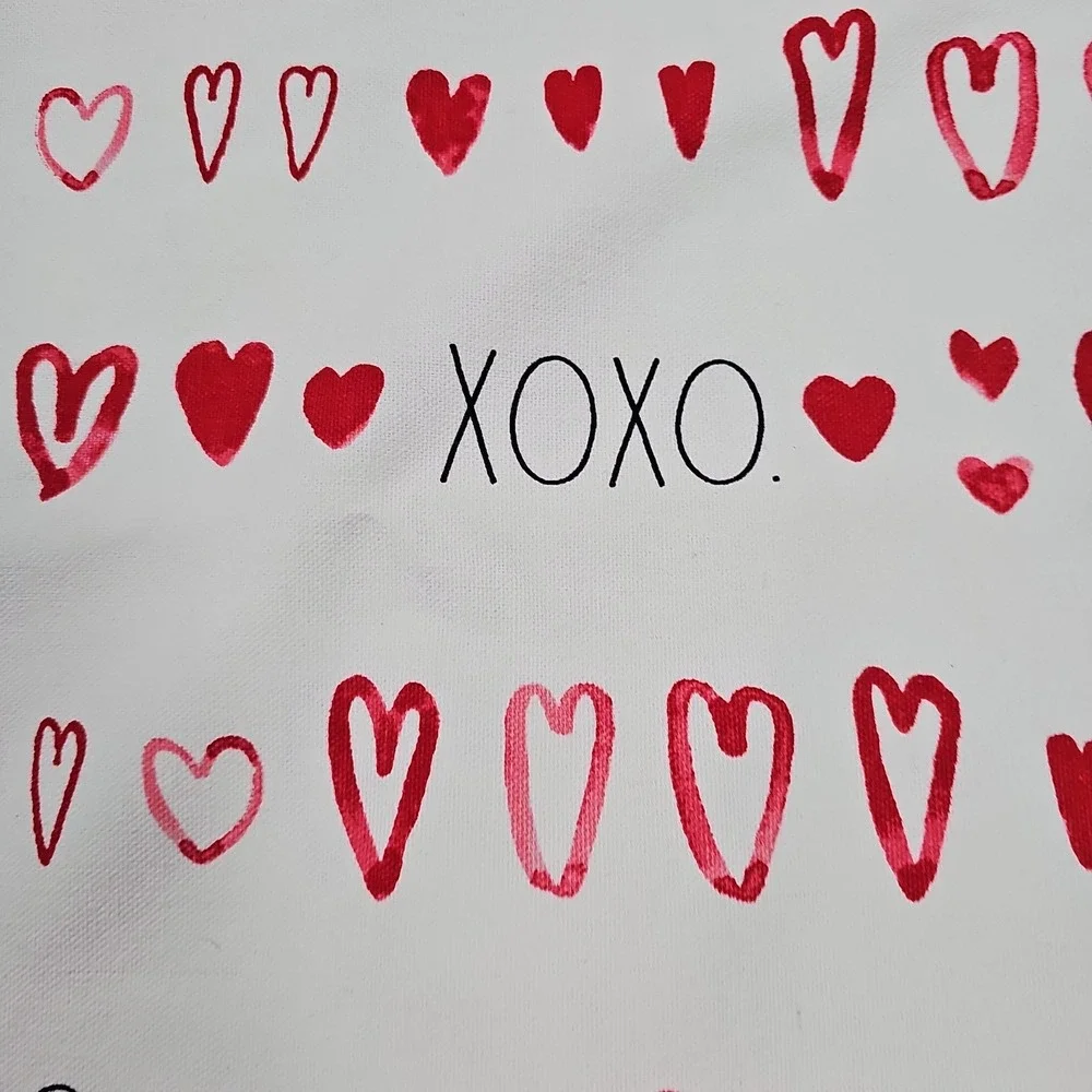 Rae Dunn Pillowcase Pillow Cover Cotton Hearts XOXO Valentines Day Love 20 X 20